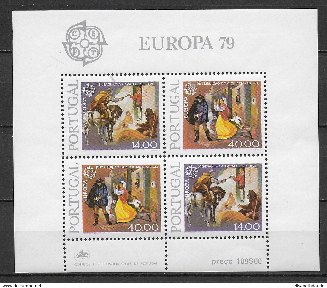 PORTUGAL  - EUROPA  1979 - BLOC N° 27 ** MNH - HISTOIRE POSTALE - Blocks & Sheetlets