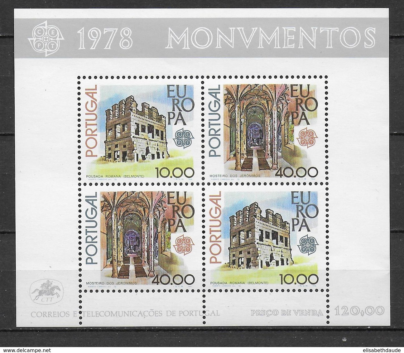 PORTUGAL  - EUROPA  1978 - BLOC N° 23 ** MNH - MONUMENTS - Blocchi & Foglietti