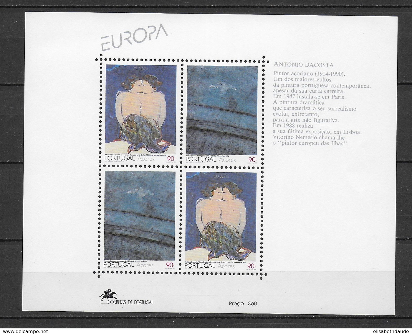 PORTUGAL / ACORES - EUROPA  1993 - BLOC N° 13 ** MNH - ART CONTEMPORAIN - Azores