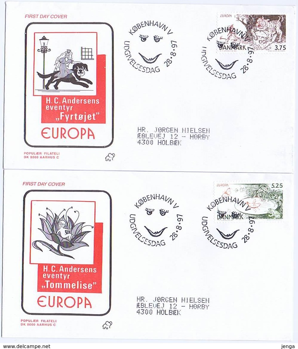 Denmark; 1997:  Europa - CEPT.  Fairy Tales And Legends; H. C. Andersen.  Set Of 2 On FDC (Populær Filateli). - 1997