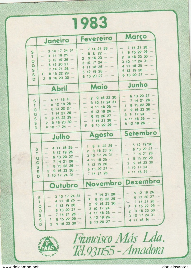1983 Pocket Calendar Calandrier Calendario Portugal Futebol Soccer Futebolistas E Autografos - Grand Format : 1981-90