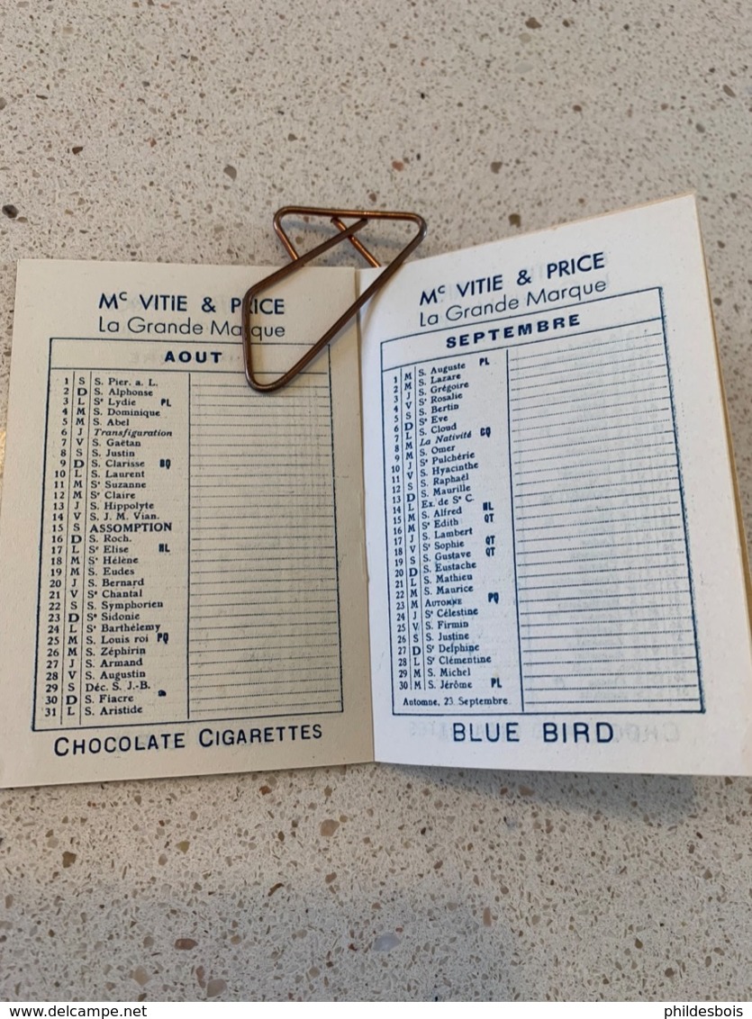 CALENDRIER PUBLICITAIRE  BISCUITS Mc VITIE&PRICE  De Poche 1936 - Petit Format : 1921-40