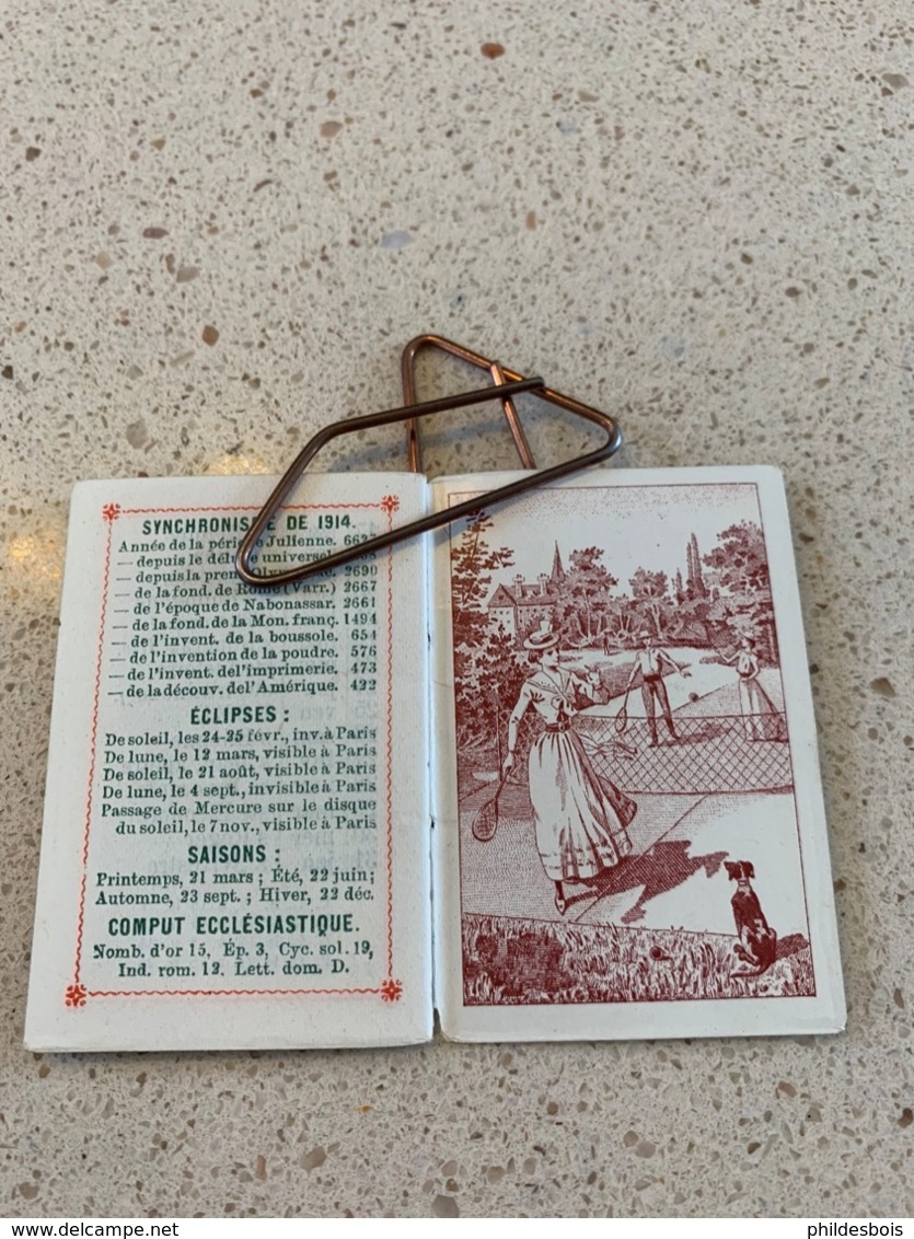 CALENDRIER PUBLICITAIRE De Poche PETIT ALMANACH 1914 ( Tennis) - Petit Format : 1901-20