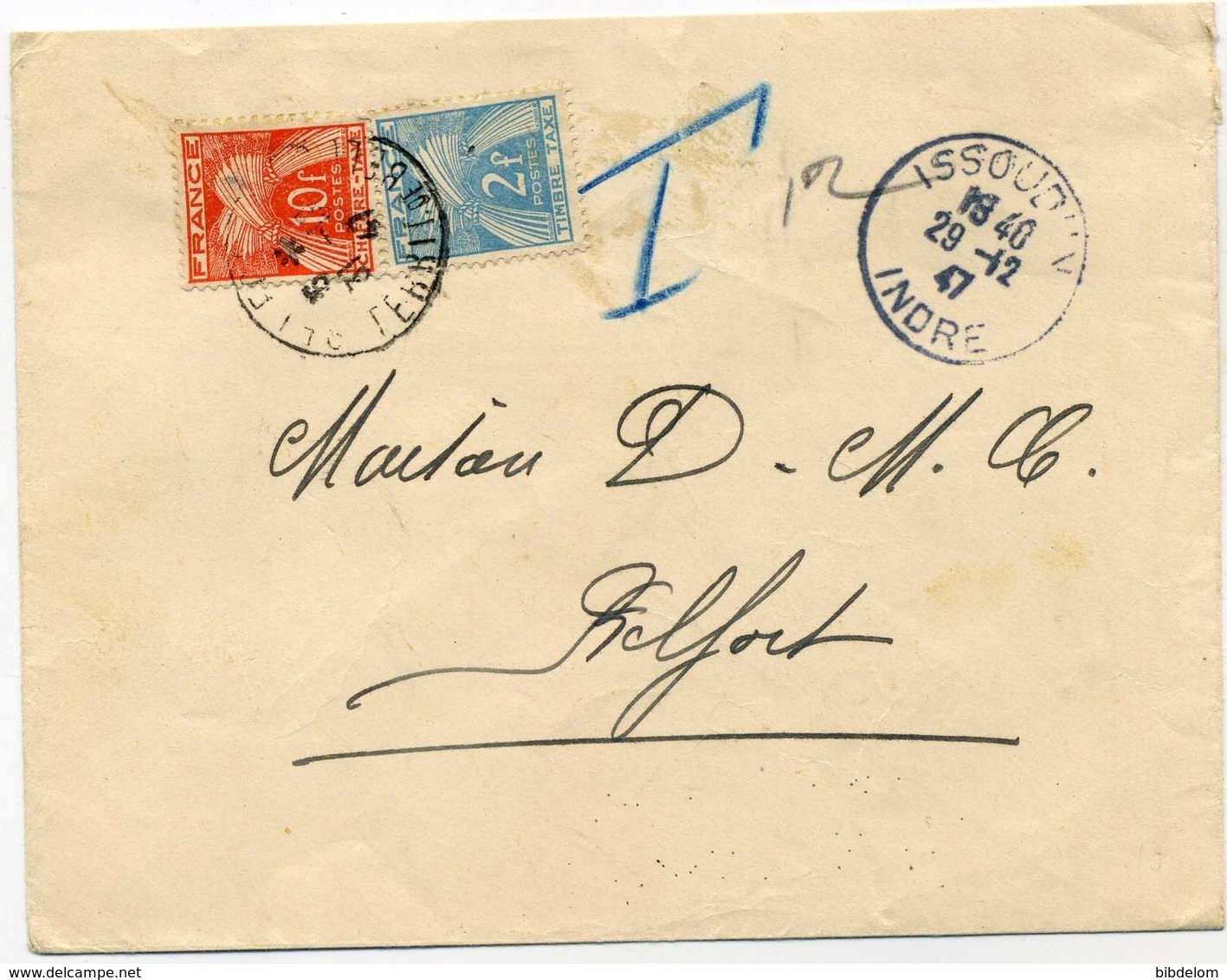 LETTRE TAXEE - 1859-1959 Lettres & Documents