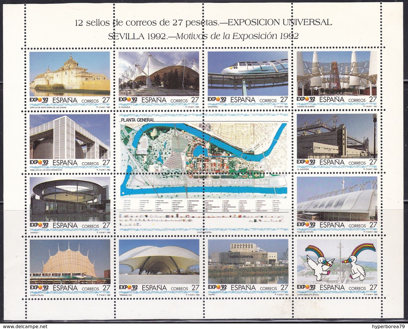 Spain 3054/65 - World EXPO 1992 ( 27 Pta ) M/S - MNH - 1992 – Séville (Espagne)