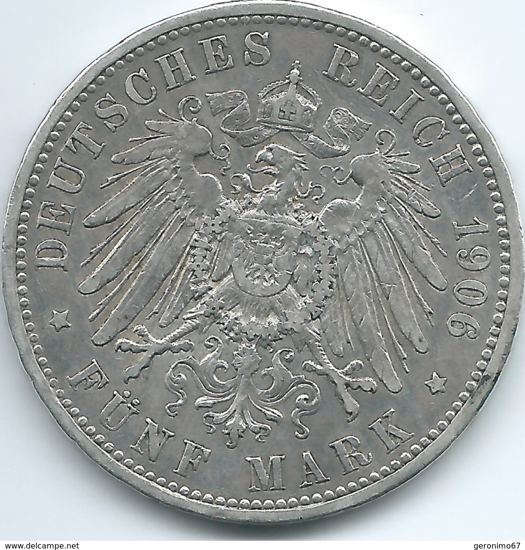 Prussia - Wilhelm II - 1906 A - 5 Mark - KM523 - Scarce - 2, 3 & 5 Mark Zilver