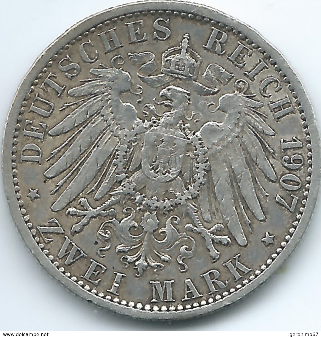 Prussia - Wilhelm II - 1907 A - 2 Mark - KM522 - 2, 3 & 5 Mark Silber