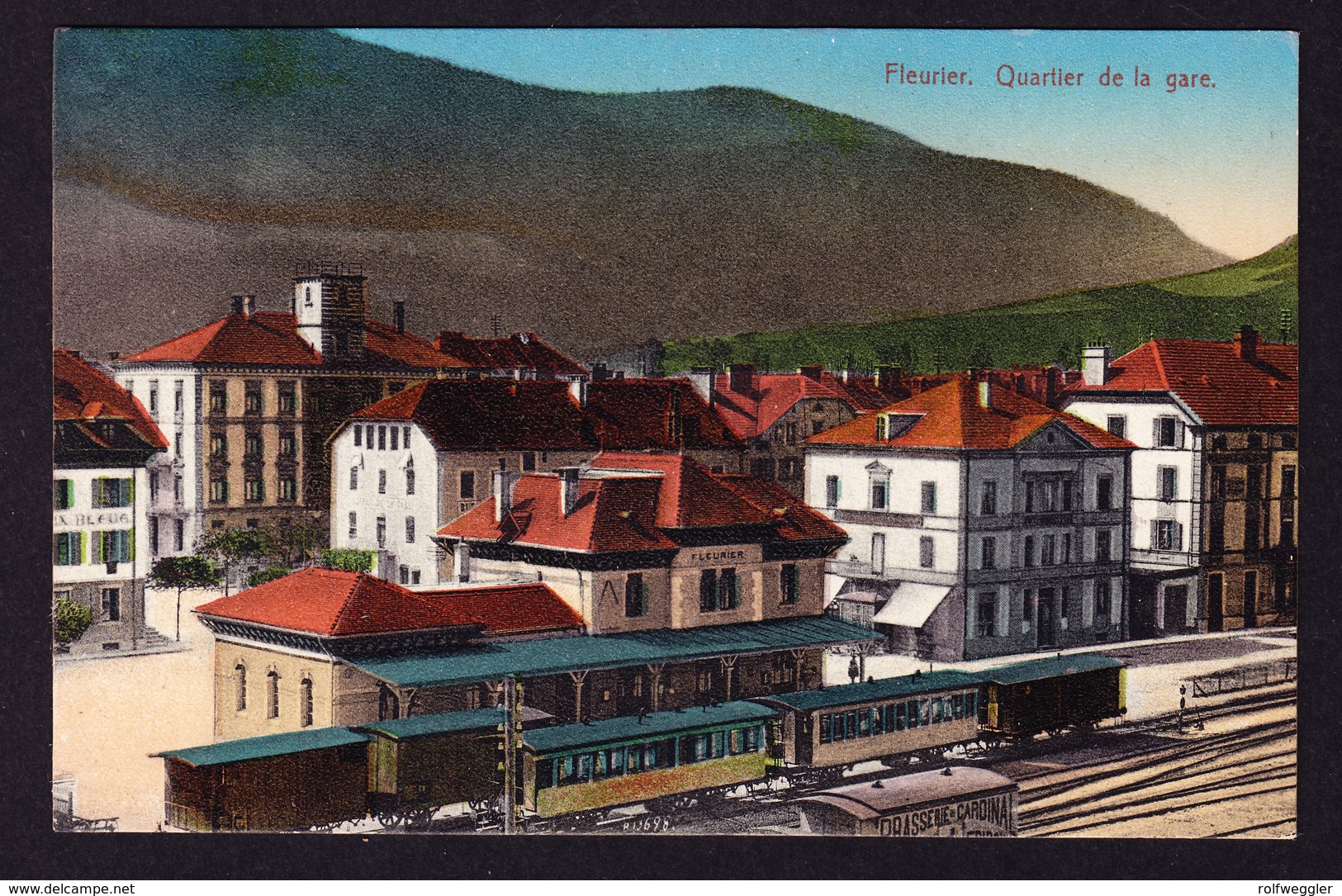 1920 Gelaufene AK Aus Fleurie, Quartier De La Gare. Bahnstempel Travers-Buttes. - Travers