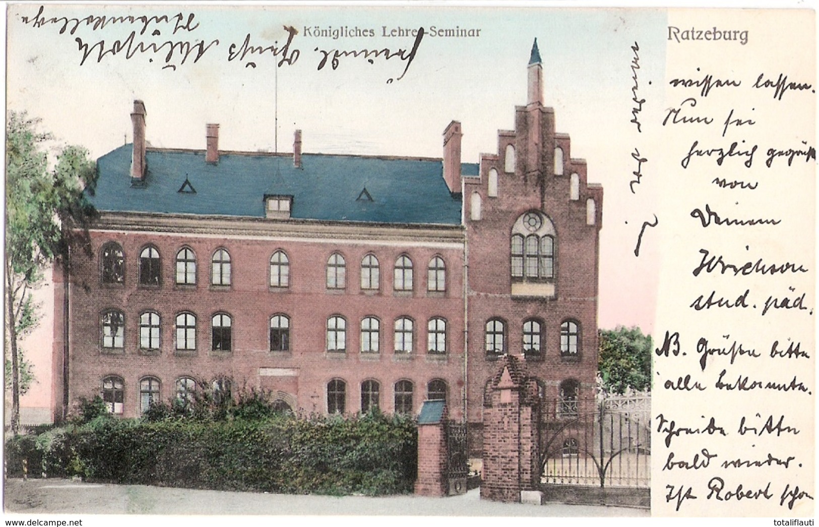 RATZEBURG Lauenburg Königliches Lehrer Seminar Frontal Color Gelaufen 7.8.1908 Fast TOP-Erhaltung - Ratzeburg