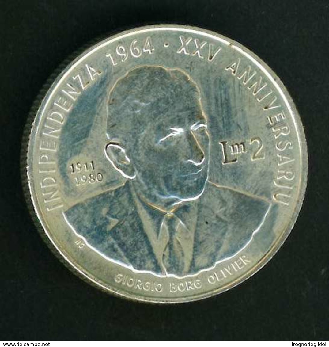 Malta 2 Lire, 1989 25° Anniversario - Indipendenza - Argento 925 - Peso Gr 17 Diametro Mm 30 - Malta