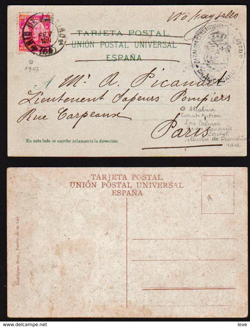 LAS PALMAS (Iles Canaries) Magnifique Lot De 2 Cartes: 1er: Le Marché, Carte Obl En 1907 Avec Un RARE Cachet............ - La Palma