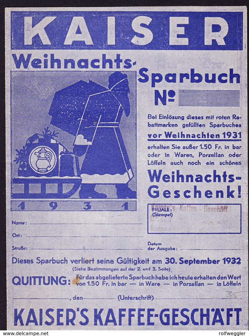 1931 Weihnachtssparbuch Kaffee Kaiser Mit 27Sparmarken 3 Verschiedene Varianten. Schweiz - Cooking Recipes