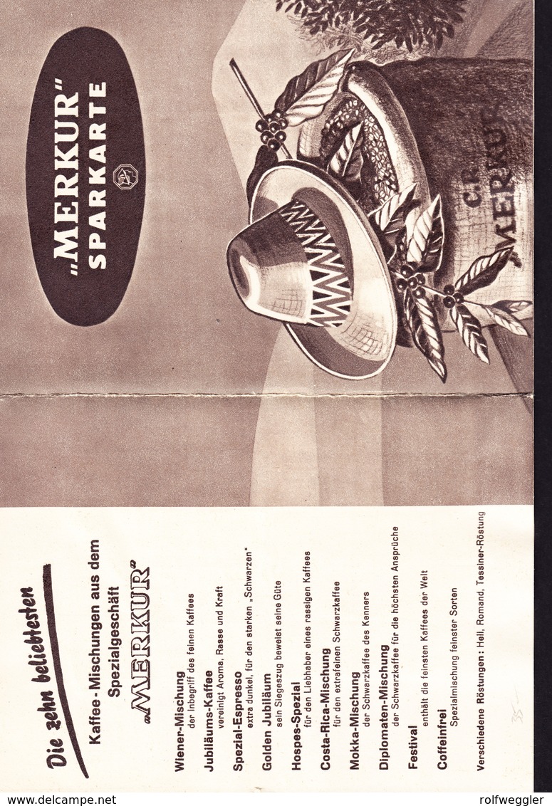 Um 1940 Komplette Sparkarte Mit 100  1 Ct Marken. Merkur Kaffee. Schweiz - Küche & Rezepte