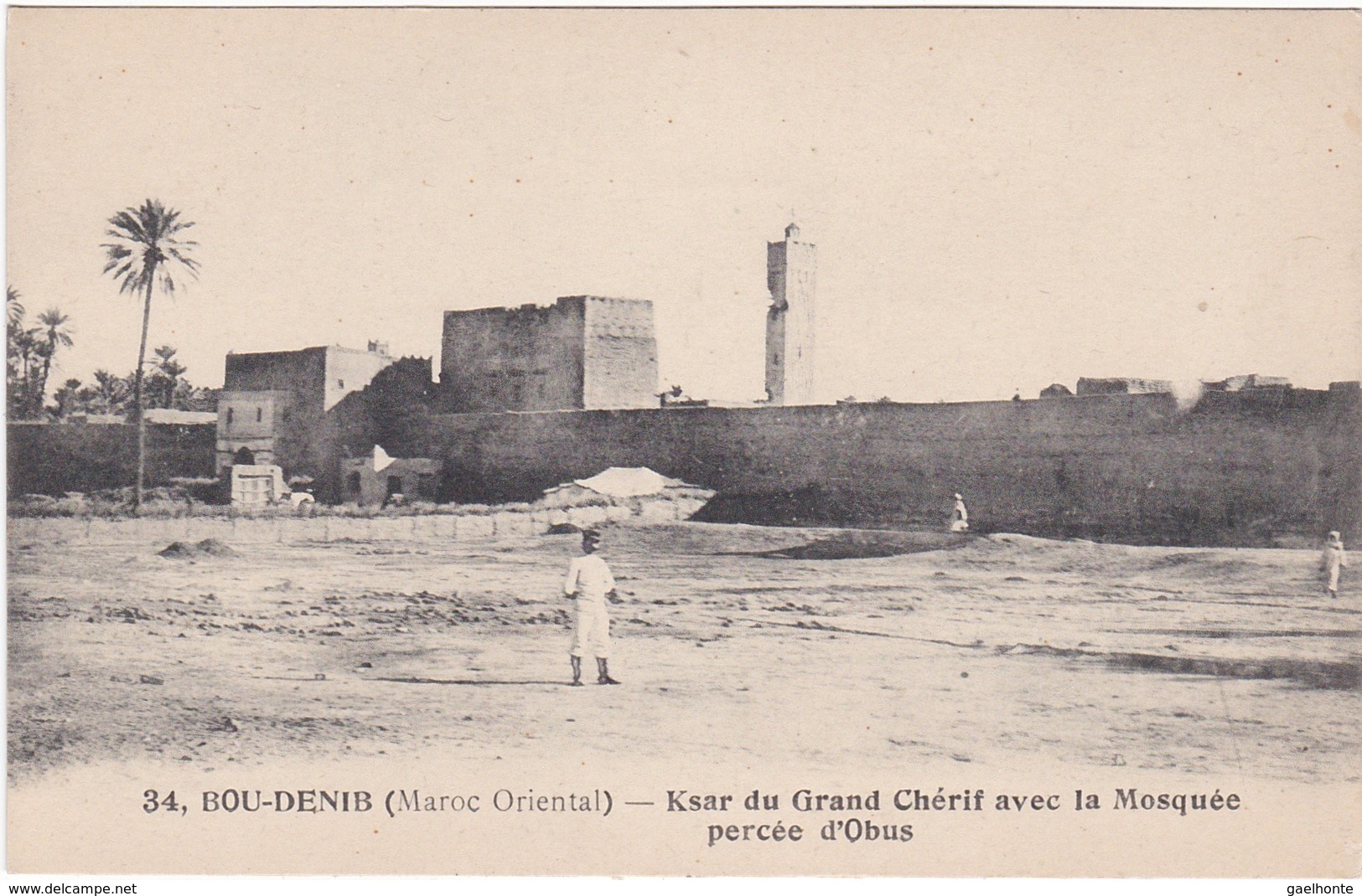 1036 BOU DENIB - VUE GÉNÉRALE DU KSAR DU GRAND CHÉRIF AVEC LA MOSQUÉE PERCÉE D'OBUS - Sonstige & Ohne Zuordnung