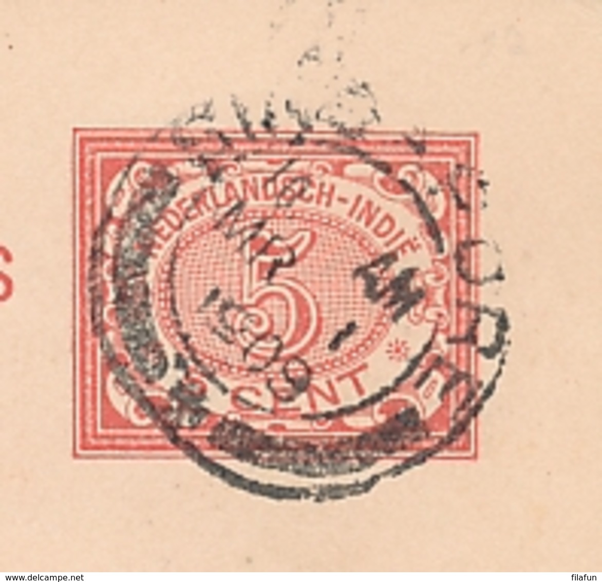 Nederlands Indië - 1909 - 5 Cent Cijfer, Briefkaart G17 Van Palembang - Stempel SINGAPORE - Naar Vienna / Österreich - Indes Néerlandaises