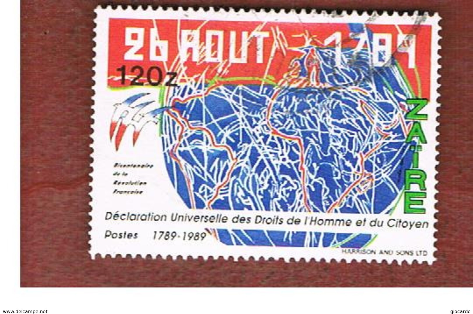 ZAIRE  -  SG 1372 -  1990   FRENCH REVOLUTION BICENTENARY: GLOBE    - USED ° - Gebruikt