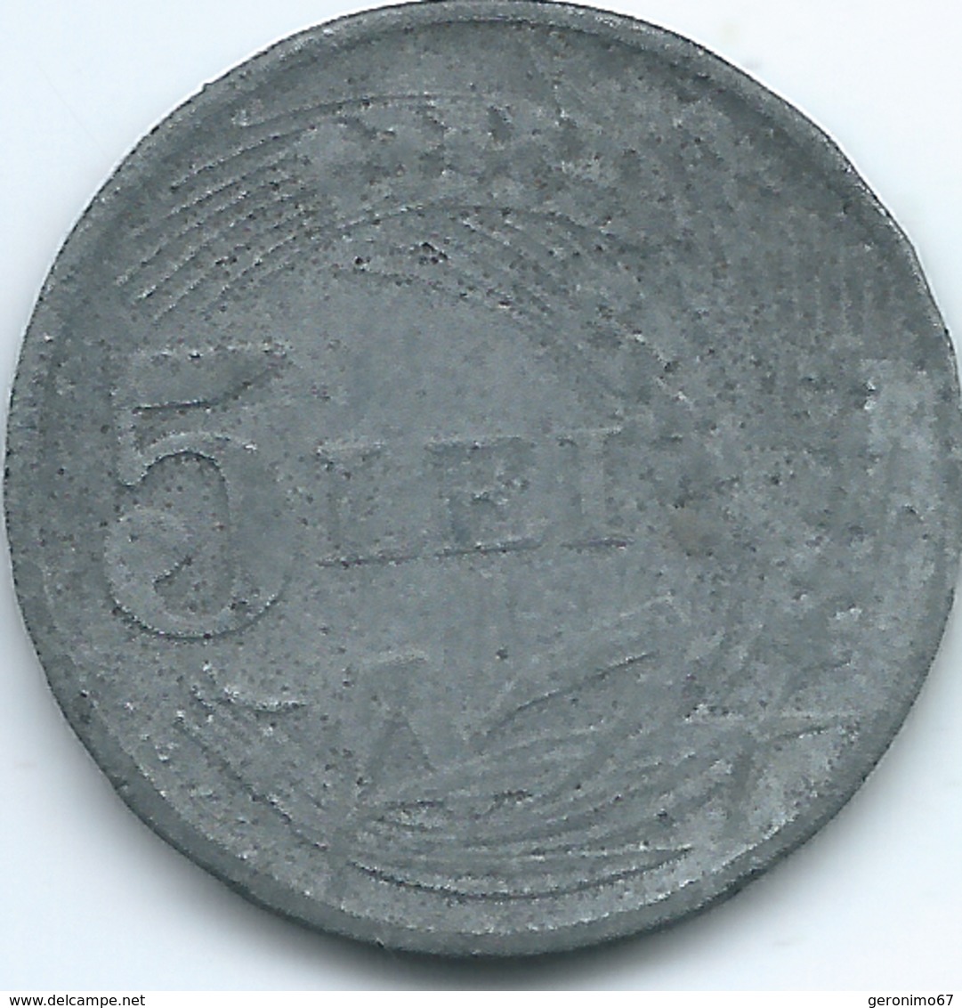 Romania - Michael I - 1942 - 5 Lei - KM61 - WWII Zinc Issue - Romania