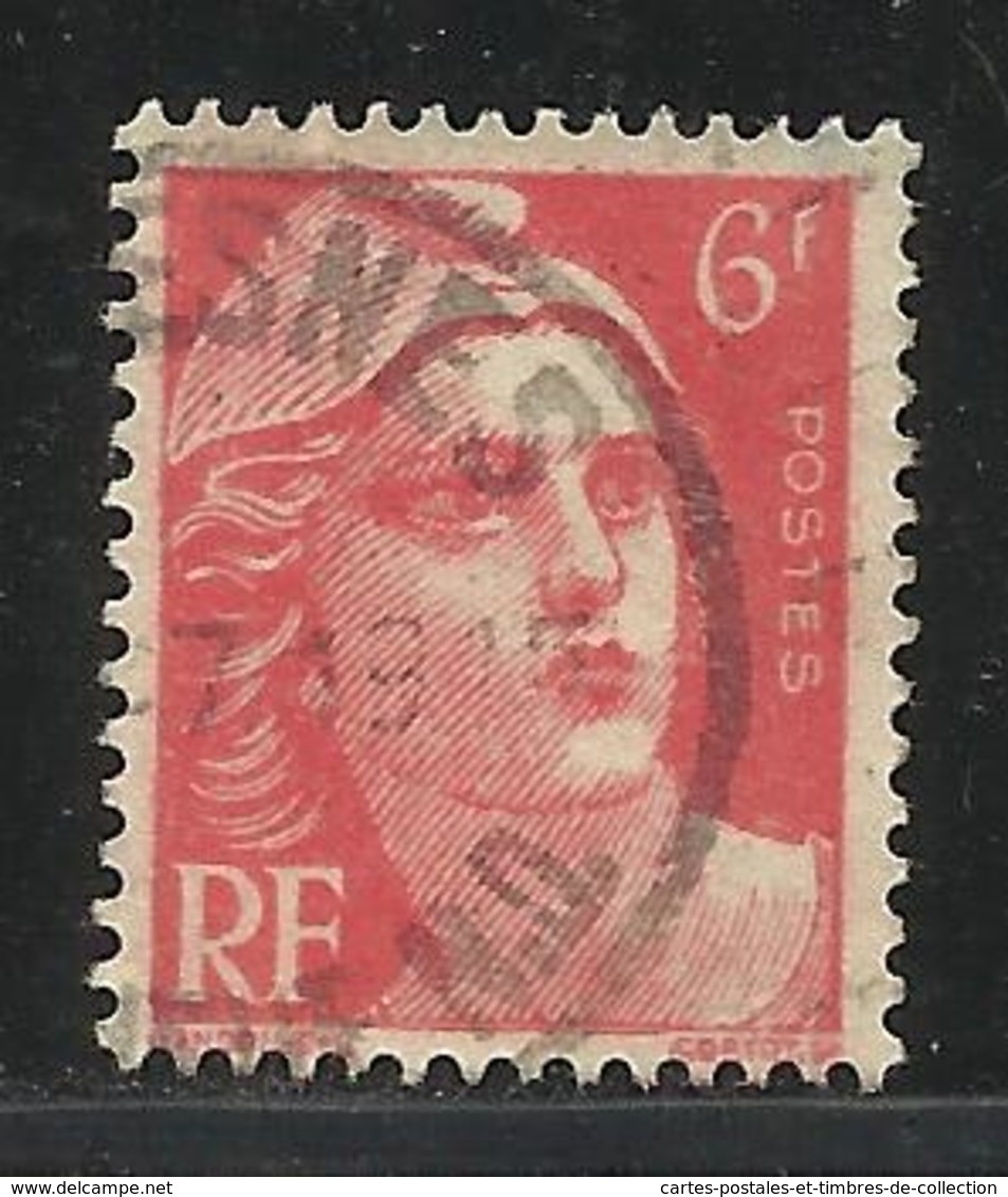 FRANCE , FRENCH , 6 Frs , Marianne De Gandon, 1945 - 1947 , N° YT  721A A , Variété Mèches Reliées - Gebruikt