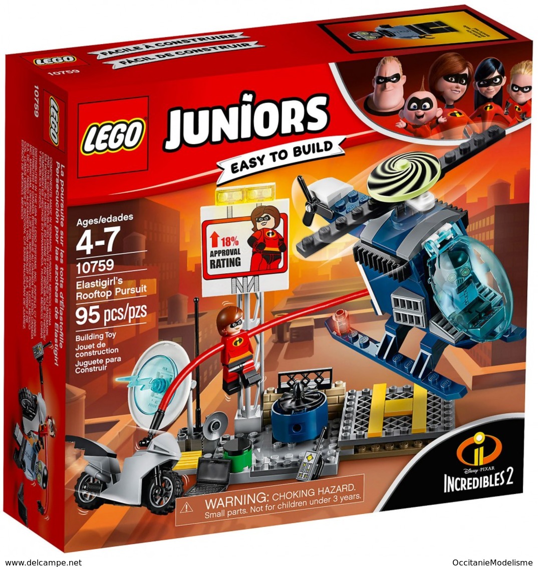 Lego Juniors - LES INDESTRUCTIBLES 2 La Poursuite Sur Les Toits D'Elastigirl Réf. 10759 Neuf - Non Classificati