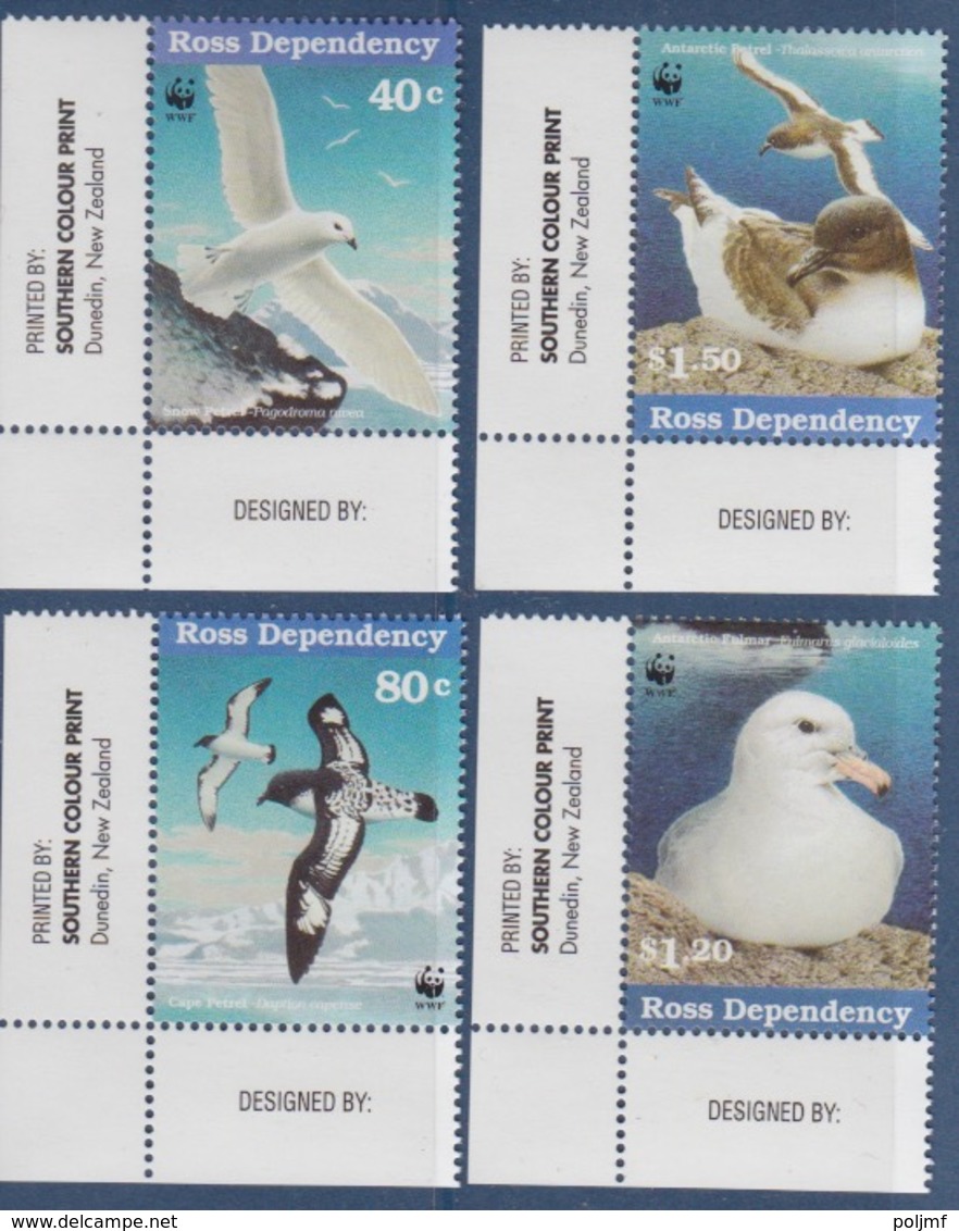 Ross, N° 56 à 59 Coin De Feuille (Pétrel, Damier, Fulmar, Pétrel Antarctique) Neuf ** - Unused Stamps