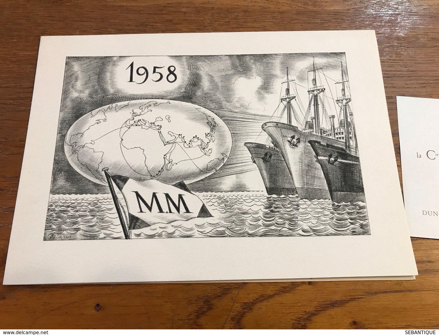 Carte De Vœux 1958 Cie Messageries Maritimes Agence De Dunkerque - Advertising