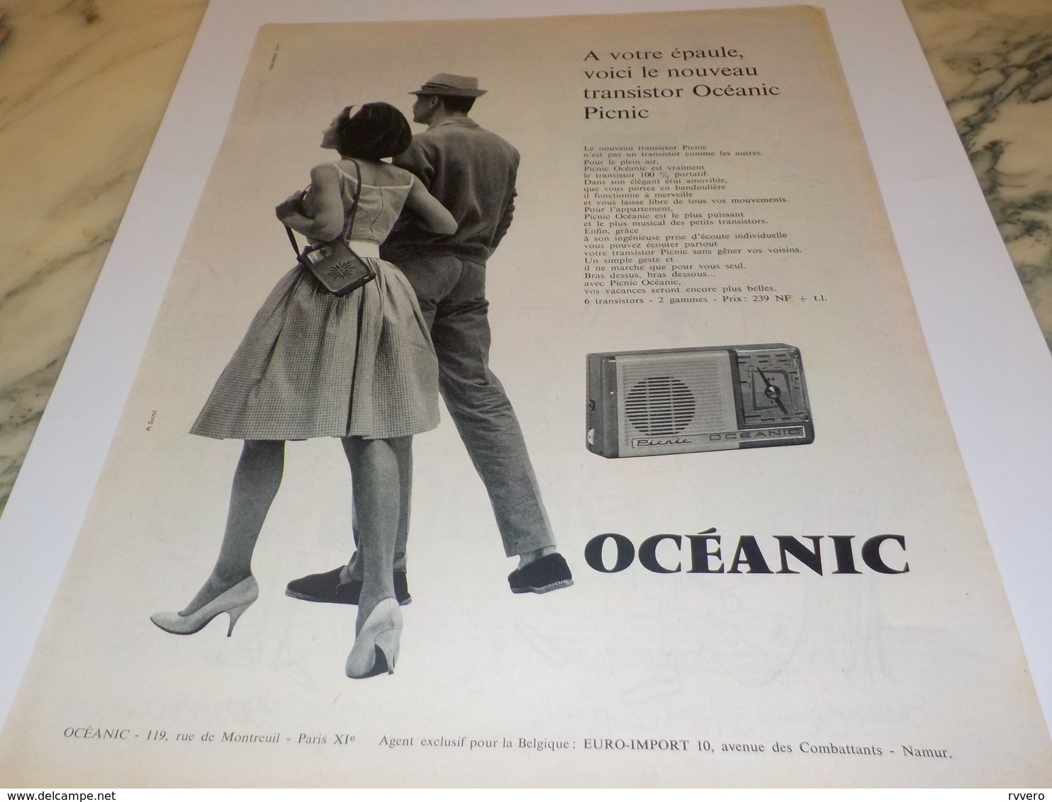 ANCIENNE  PUBLICITE A VOTRE EPAULE  TRANSISTOR  OCEANIC 1960 - Autres & Non Classés