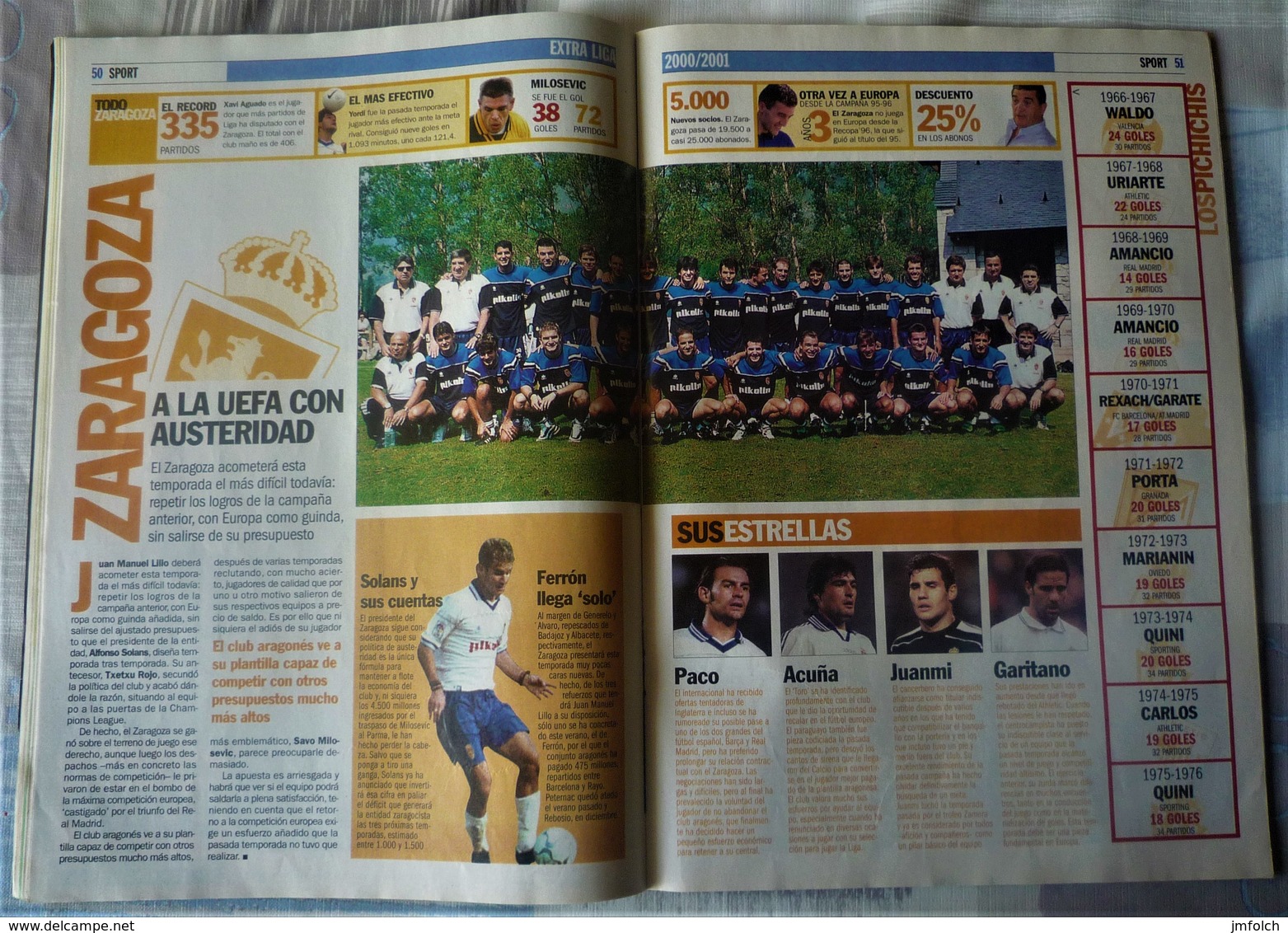 SUPLEMENTO ESPECIAL LIGA 2000-2001.  DEL DIARIO SPORT