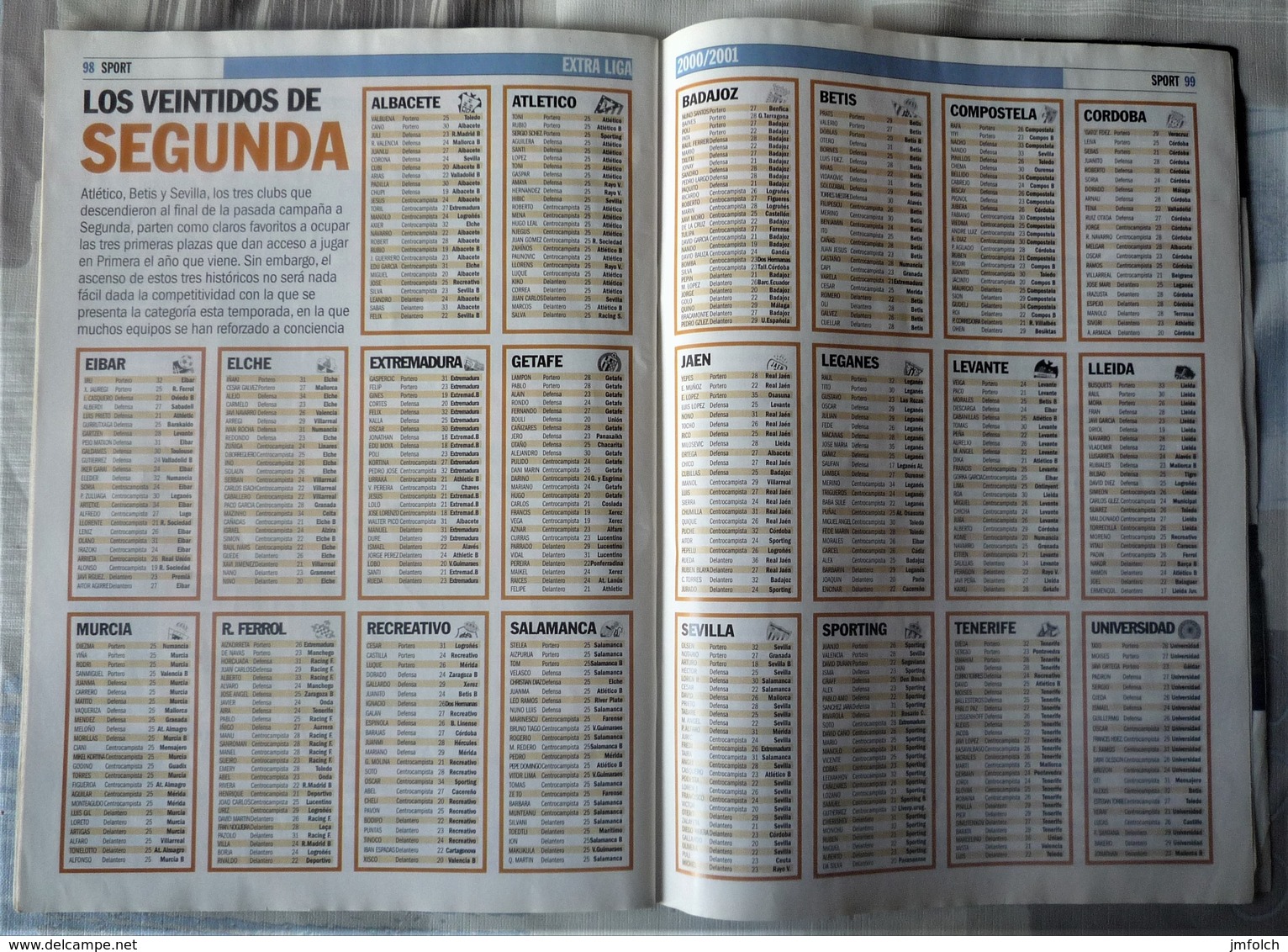 SUPLEMENTO ESPECIAL LIGA 2000-2001.  DEL DIARIO SPORT