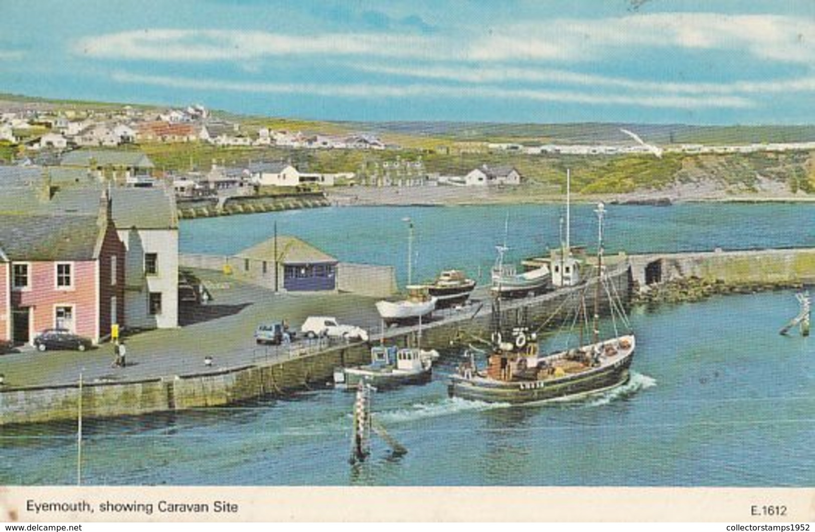 87126- EYEMOUTH- TOWN PANORAMA, HARBOUR, SHIP, CAR - Berwickshire