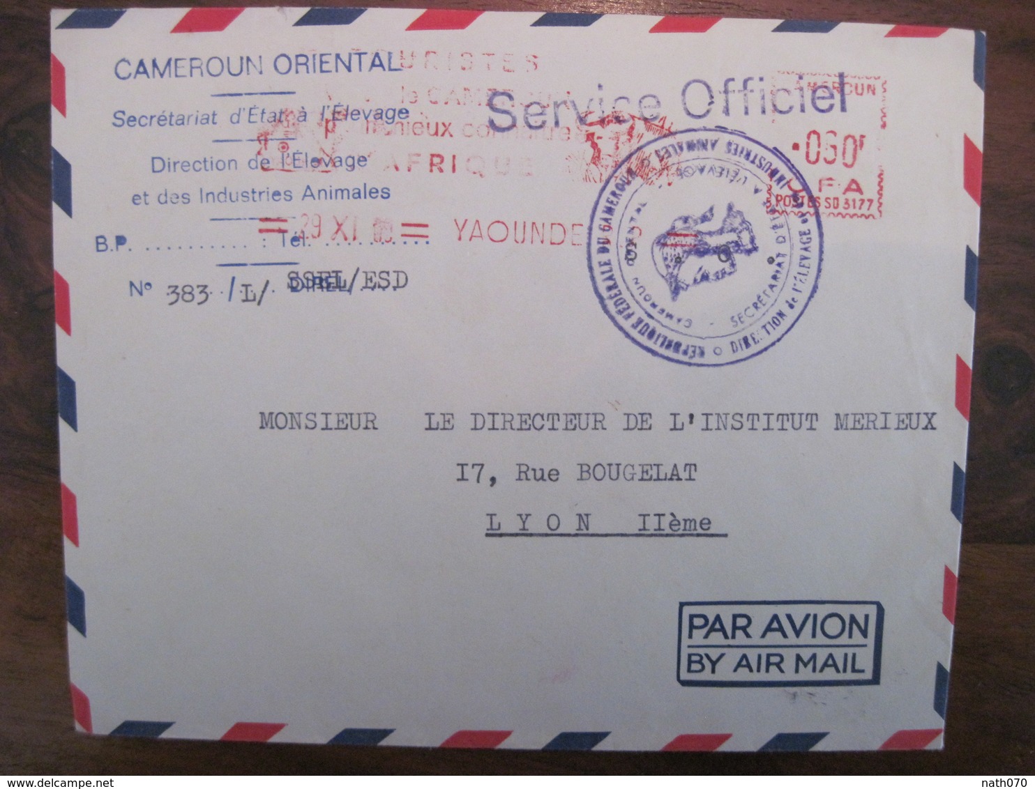 CAMEROUN Oriental France Institut MERIEUX Lettre Enveloppe Cover Colonie AOF - Lettres & Documents