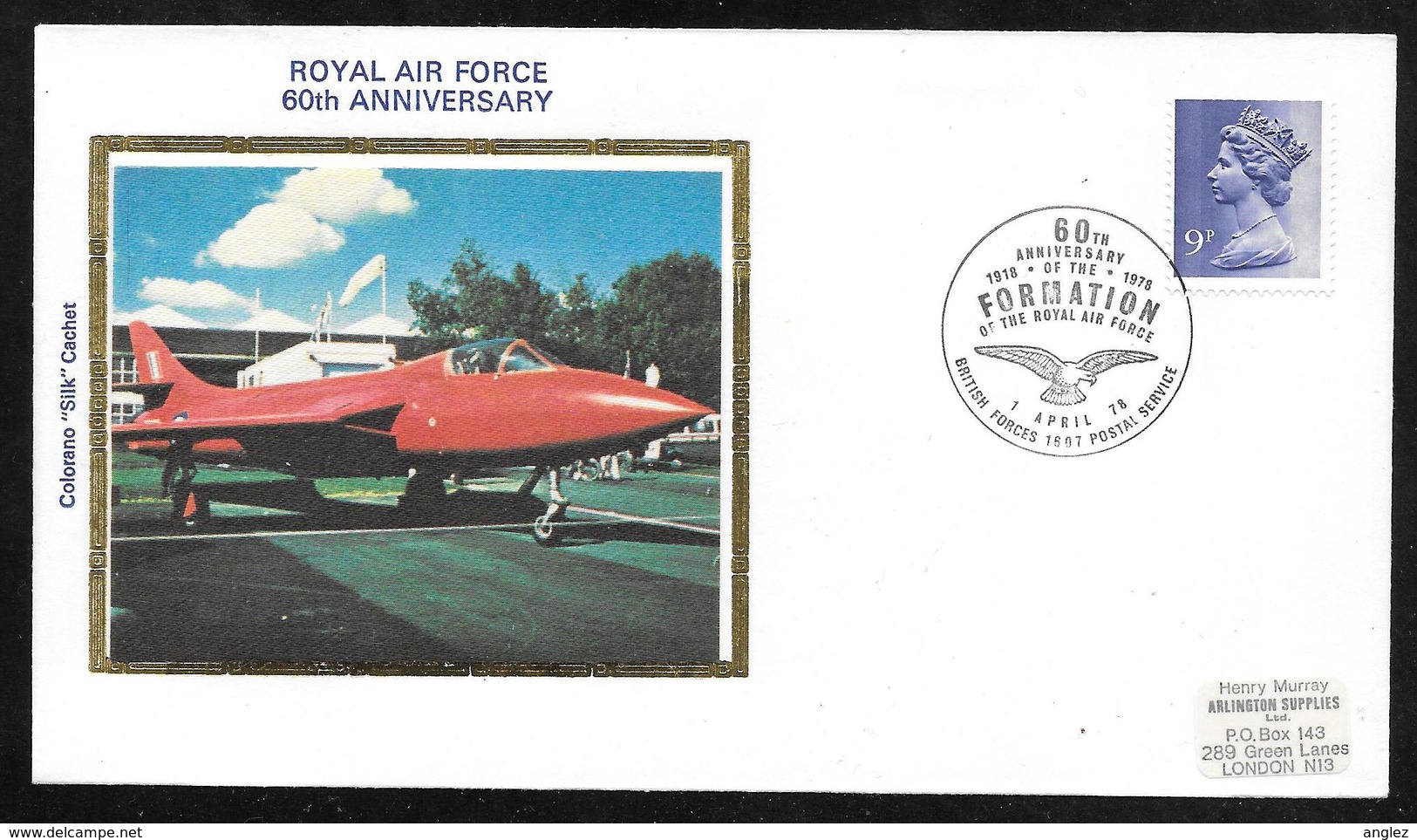 Great Britain - 60th Anniversary Of Royal Airforce - Silk Cover - BFPO Pictorial Postmark - Covers & Documents