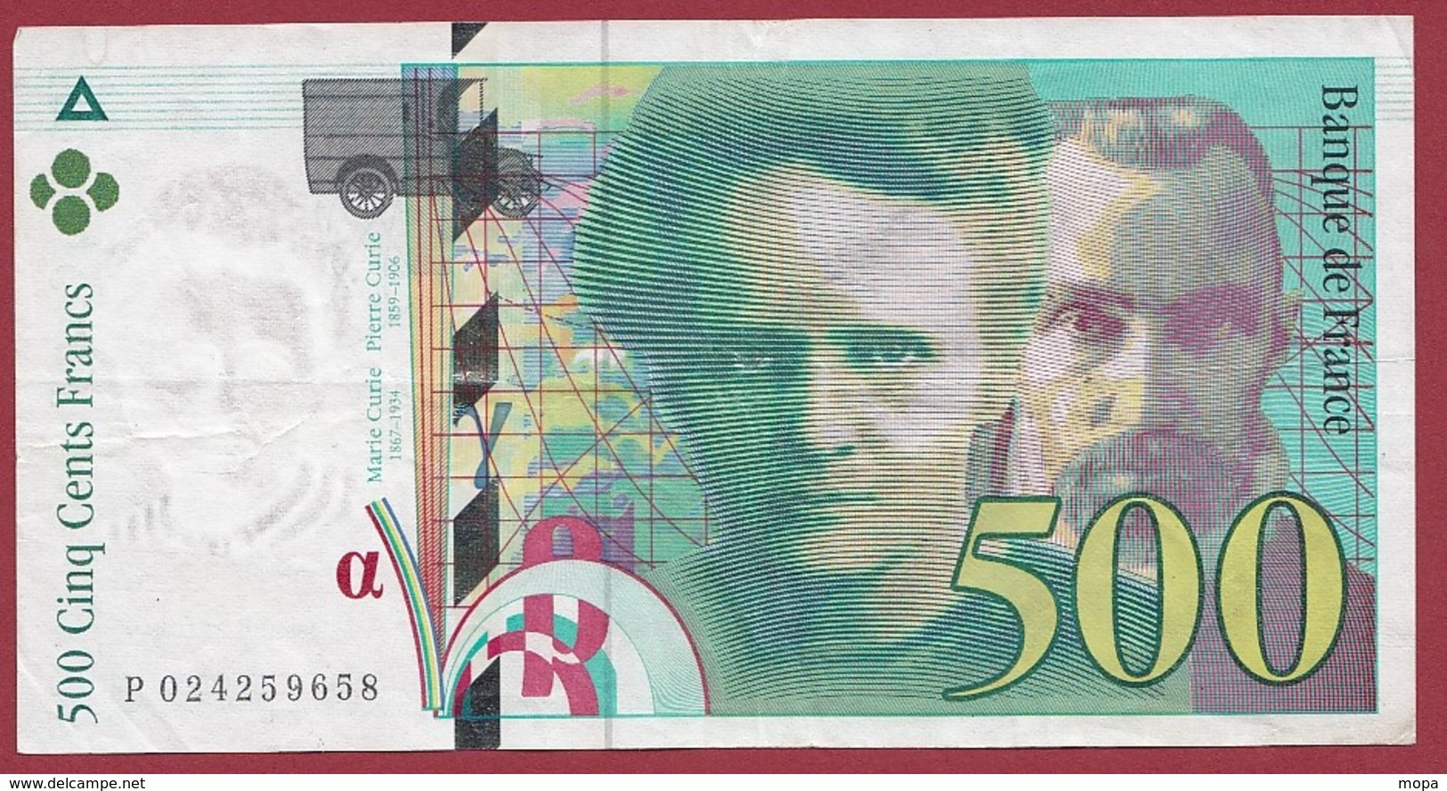 500 Francs "Pierre Et Marie Curie" 1994 ----TTB+----ALPH.P. Numéro 022659658 - 500 F 1994-2000 ''Pierre Et Marie Curie''