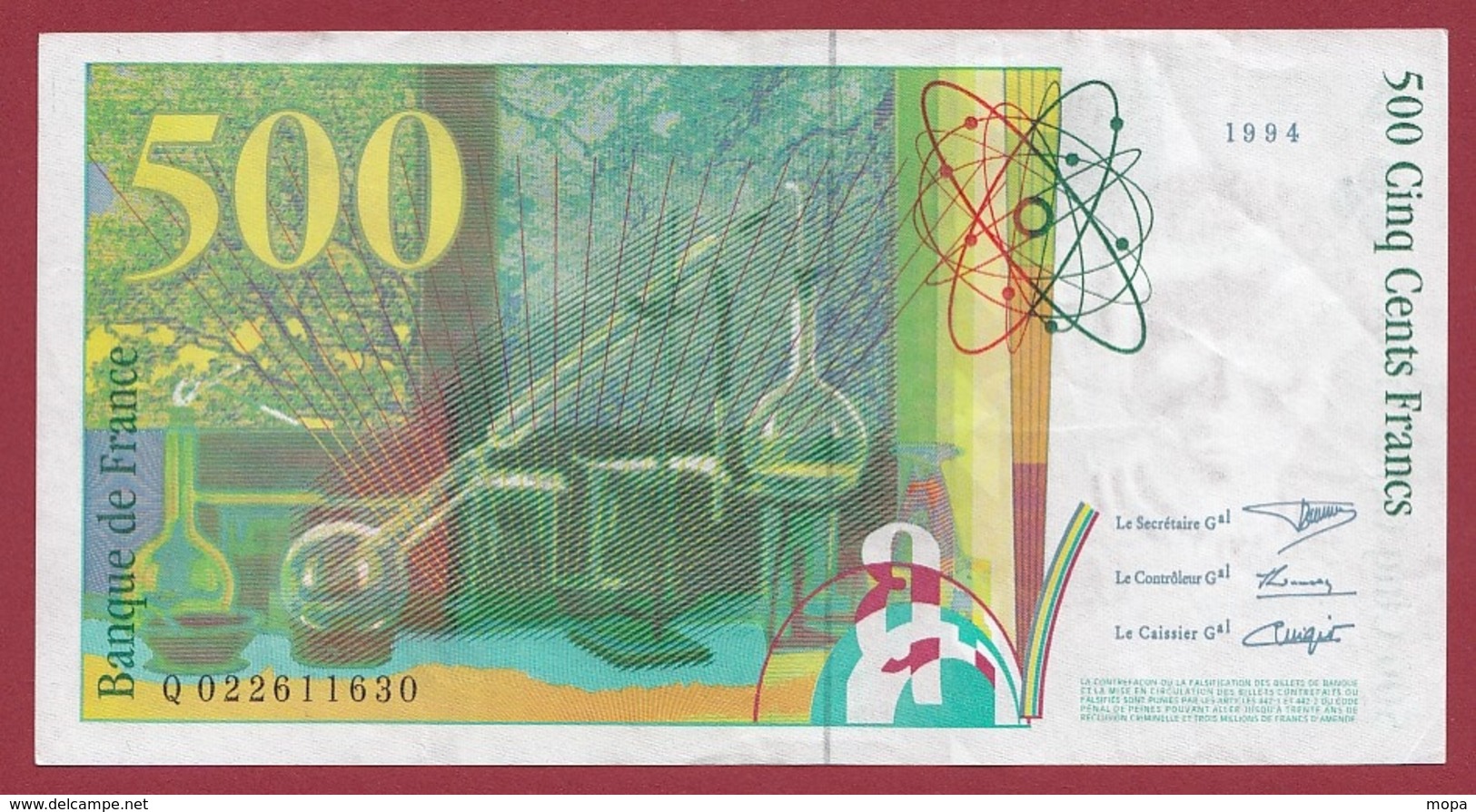 500 Francs "Pierre Et Marie Curie" 1994 ----TTB+----ALPH.P. Numéro 022659658 - 500 F 1994-2000 ''Pierre Et Marie Curie''