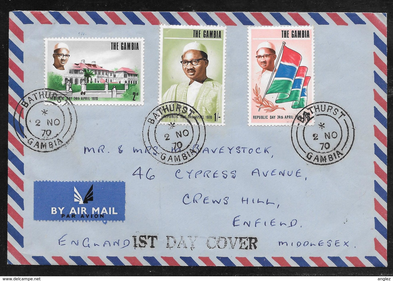 The Gambia - 1970 Republic Day FDC - Bathurst Postmark - Gambia (1965-...)