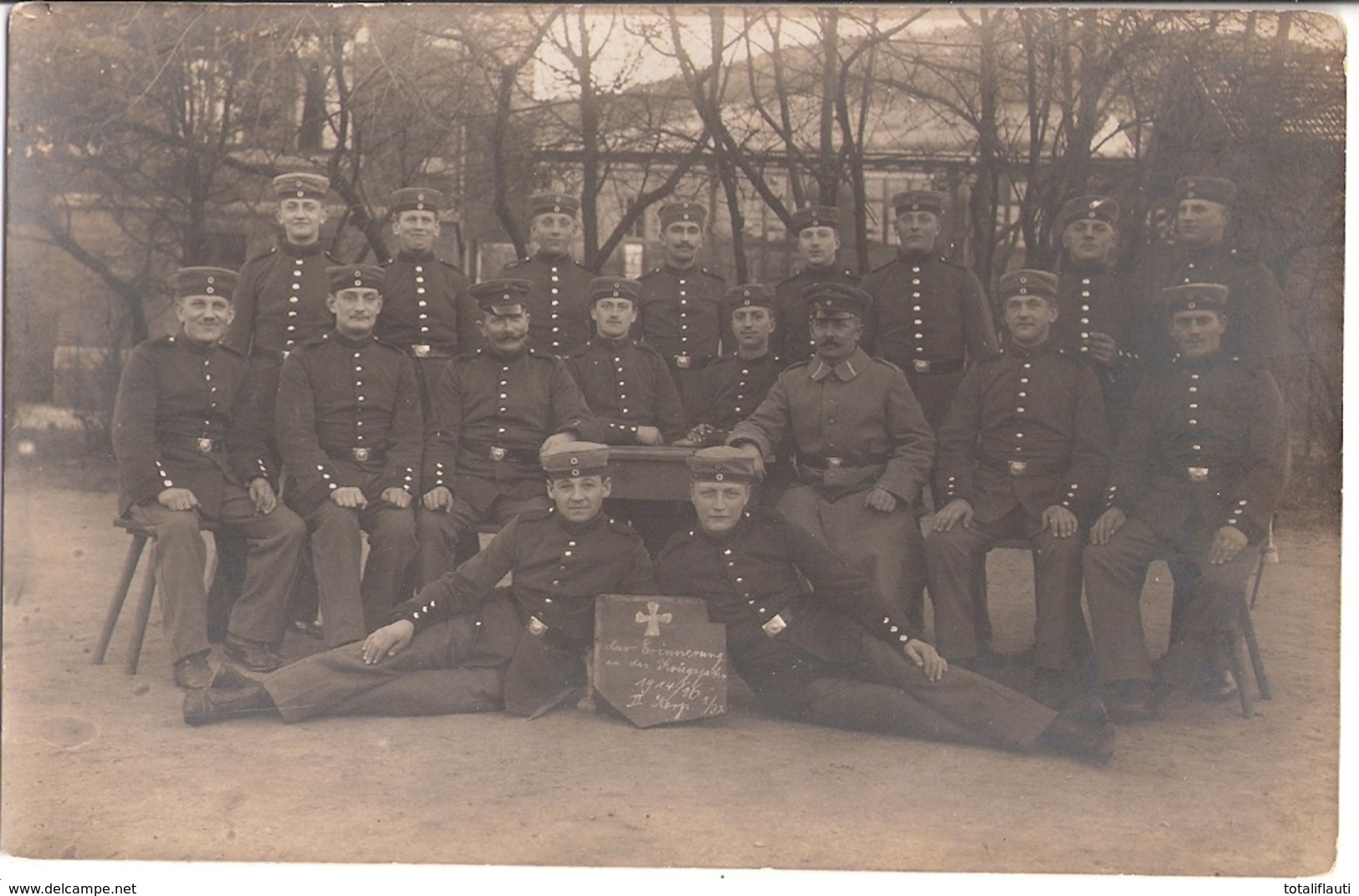 MEININGEN Kaserne Hintergrund Rekruten Porträt Schild Zur Erinnerung Kriegsjahr 1914/16 Gelaufen 15.1.1916 Als Feldpost - Meiningen