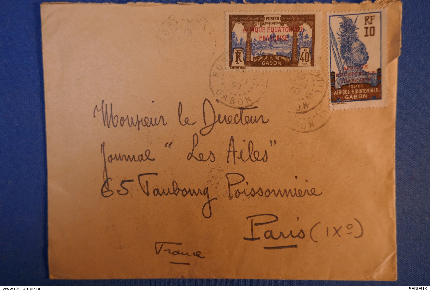 B129 GABON LETTRE 1930 POUR PARIS FG POISSNIERE FRANCE - Lettres & Documents