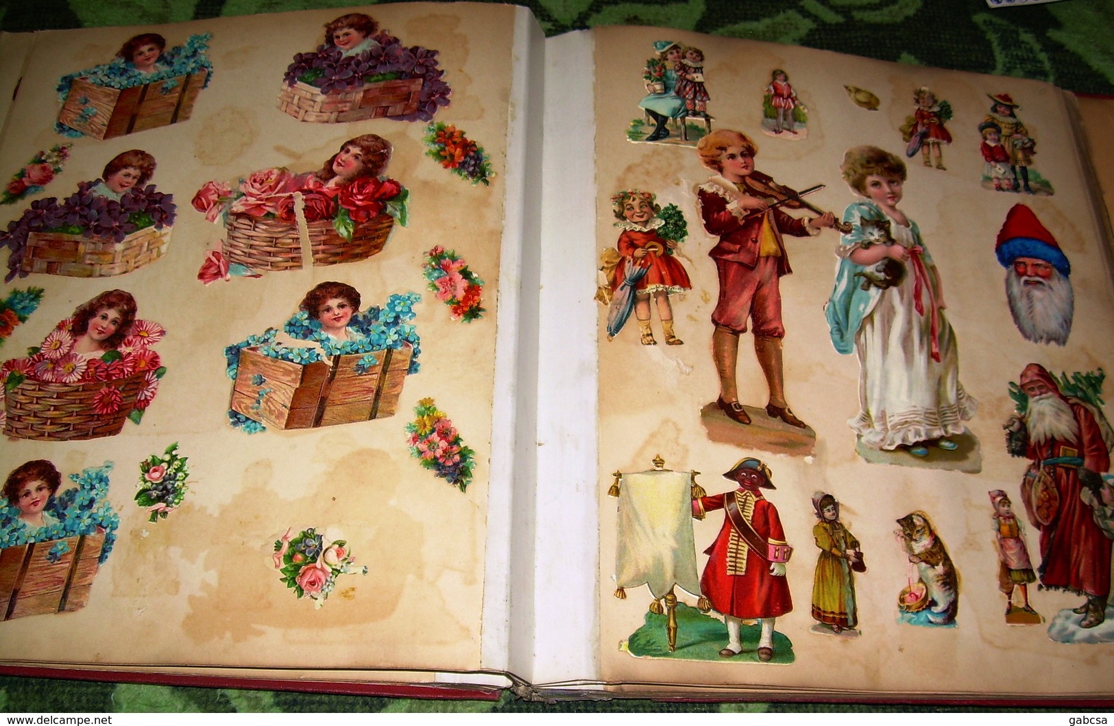 Découpis 400 Vintage Chromos /cca 1890-1910/ In Art Nouveau Album Angels, Cats, Dogs, Children, Santas, Etc.... - Sonstige & Ohne Zuordnung