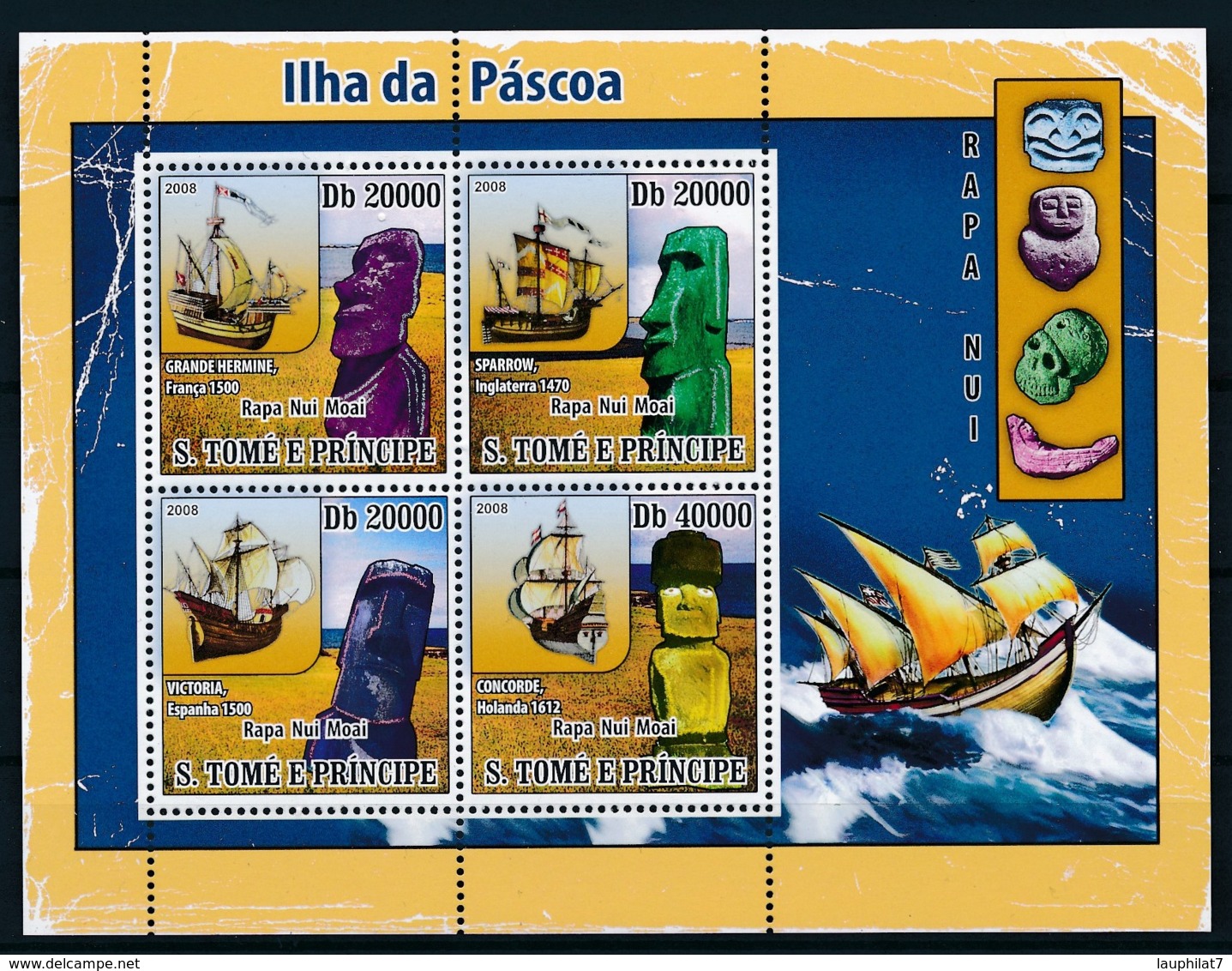 [400688]TB//**/Mnh-Sao Tomé-et-Principe 2009 - ïles De Pâques, Bateaux - Osterinsel (Rapa Nui)