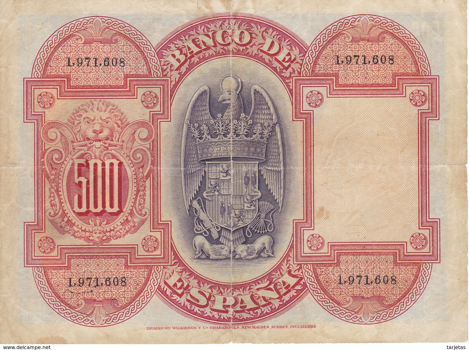 BILLETE DE 500 PTAS DEL AÑO 1927  DE ISABEL LA CATÓLICA SIN SERIE  (BANKNOTE) - 500 Pesetas