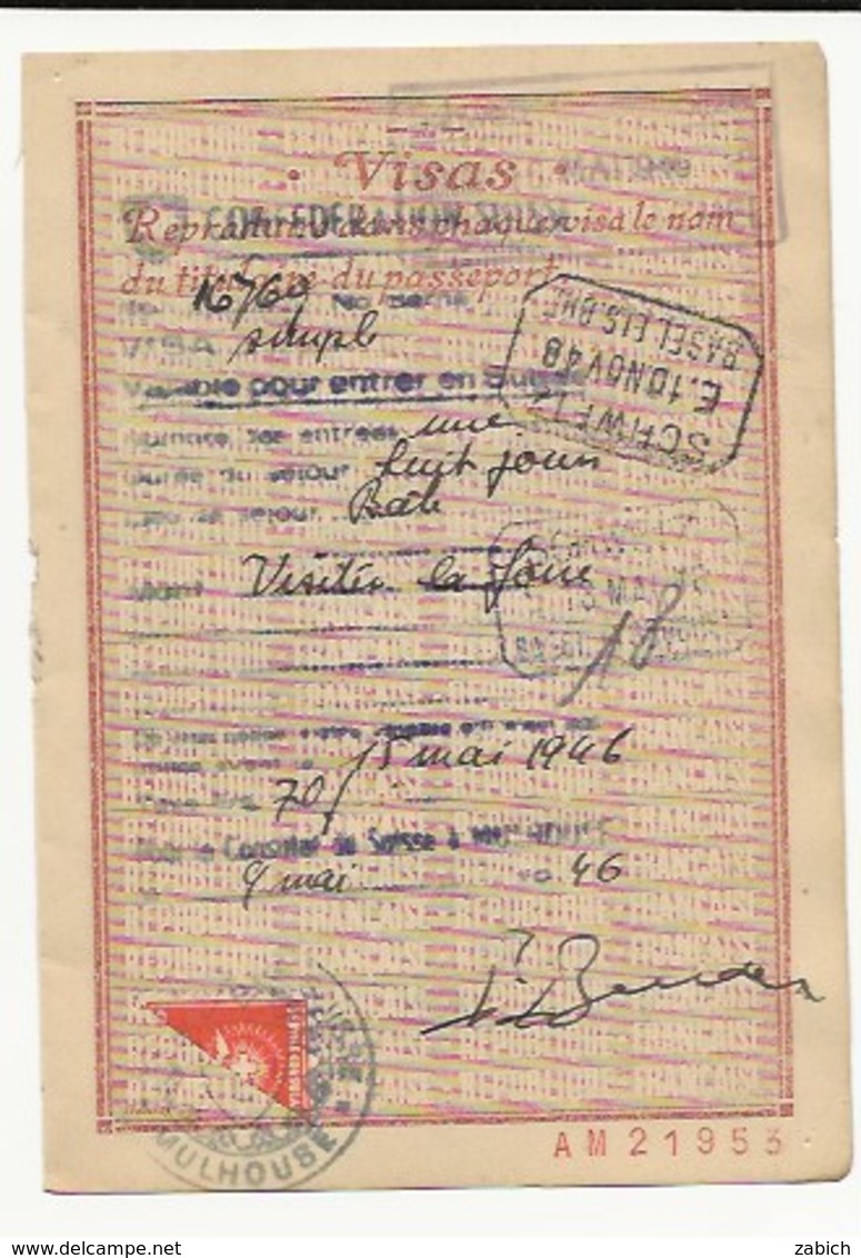 FISCAUX SUISSE SERVICES CONSULAIRES , 5F ORANGE COUPE EN DEUX 1946 - Steuermarken