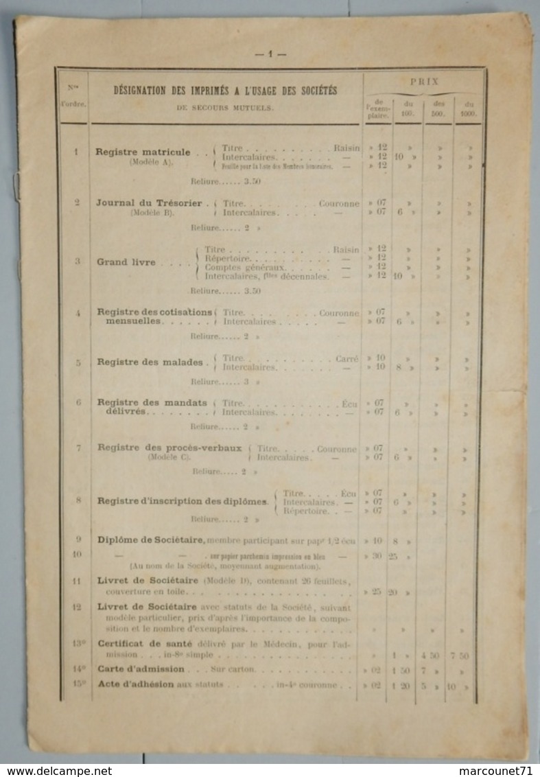 RARE DOCUMENT 1895 RADENEZ MONTDIDIER SOMME LIVRET IMPRIMÉE ADMINISTRATIF USAGES DES SOCIÉTÉS SECOURS MUTUELS MAIRIES - Boekhouding & Beheer