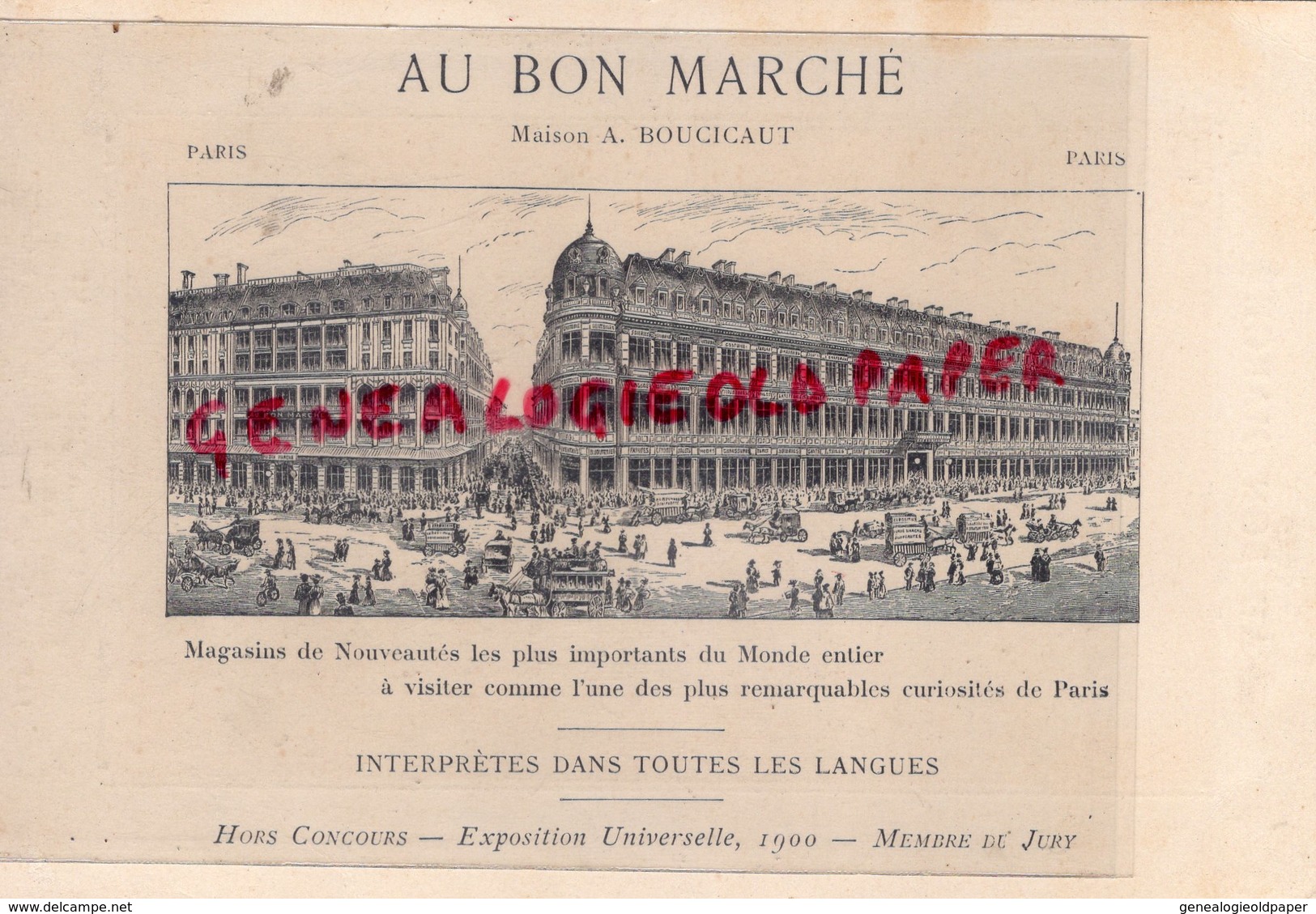 GRAND CHROMO CARTON AU BON MARCHE -MAISON BOUCICAUT-PARIS-FRUITS ANIMES N° 6-AUBERGE BELLE EPOQUE-POMME CIDRE-API- - Au Bon Marché