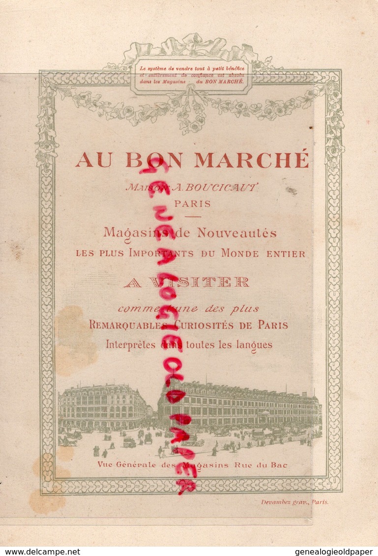 GRAND CHROMO CARTON AU BON MARCHE -MAISON BOUCICAUT-PARIS- PEINTRE D' ENSEIGNE AU GAGNE PETIT- PEINTURE - Au Bon Marché