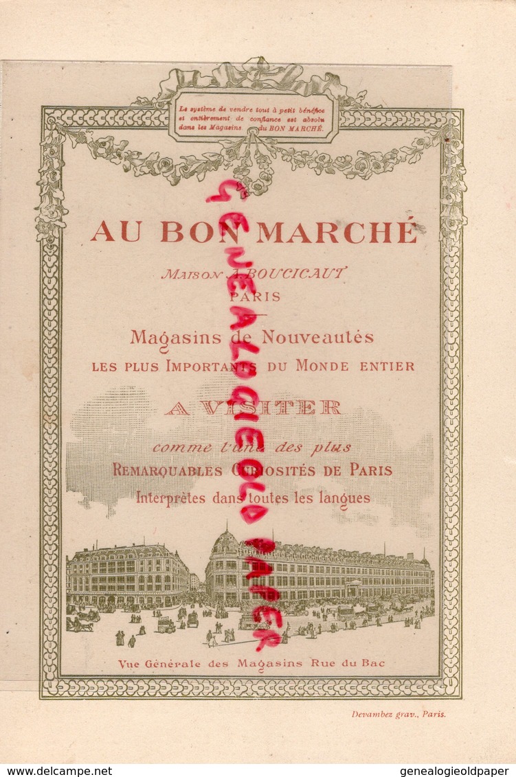 GRAND CHROMO CARTON AU BON MARCHE-MAISON BOUCICAUT-PARIS-MARCHANDE A LA TOILETTE LINGERIE -PETITS METIERS MAURICE LELOIR - Au Bon Marché