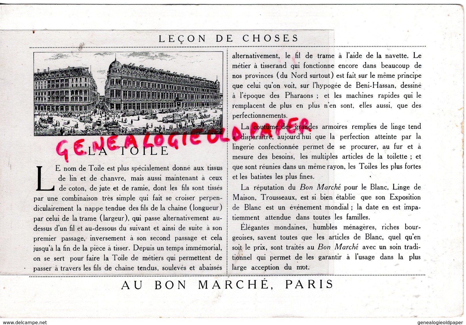 GRAND CHROMO CARTON AU BON MARCHE-MAISON BOUCICAUT-PARIS-METIER A TISSER TISSAGE -PETITS METIERS -WOGEL - Au Bon Marché