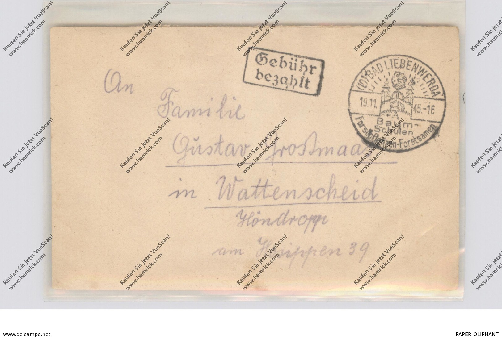 0-7950 BAD LIEBENWERDA, Postgeschichte, Gebühr Bezahlt, 19.11.1945 - Bad Liebenwerda