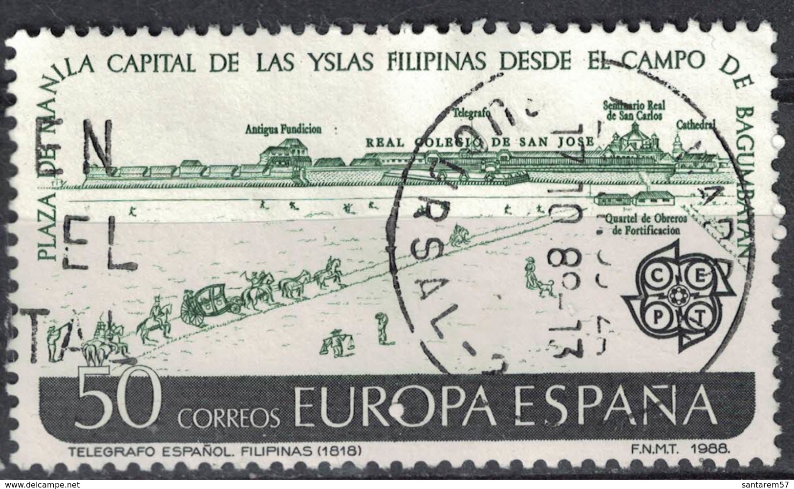 Espagne 1988 Oblitéré Used Place De Manille Capitale Des îles Philippines Depuis La Campagne De Bagumbayan SU - Oblitérés