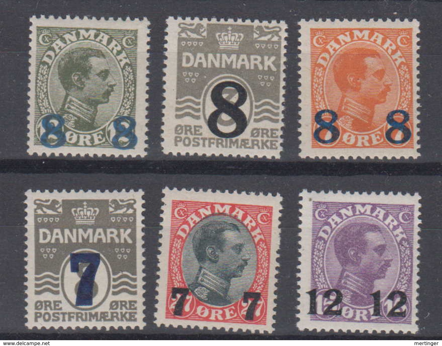 Dänemark Denmark Ex  Mi# 113–58   6 * Mint Overprint 1921-26 - Unused Stamps