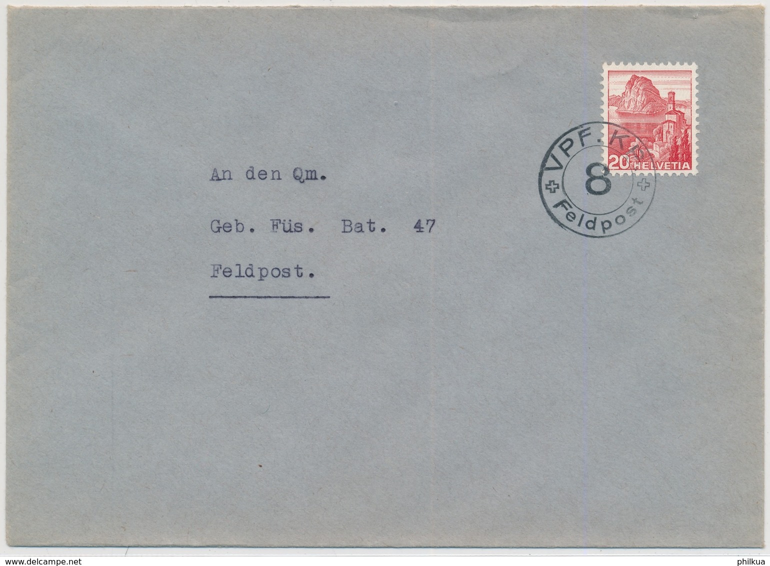 CH 215 Auf Brief Mit Truppenstempel - 8 - VPF. KP. - FELDPOST - Postmarks