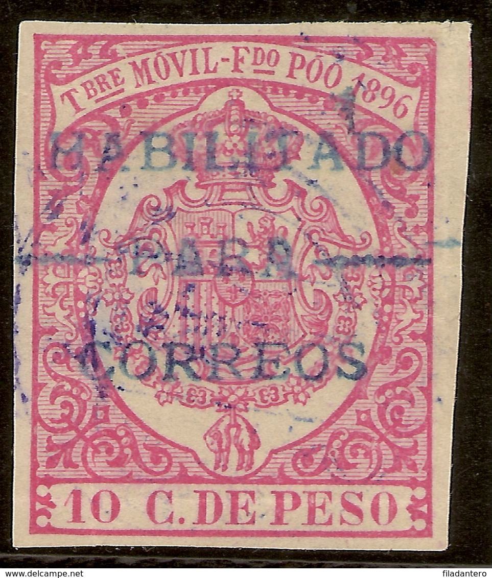 Colonias Fernando Poo  Timbre Edifil 41b 10 Céntimos Habilitado 1897/98 NL1028 - Fernando Po